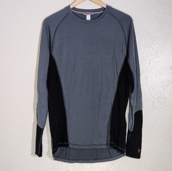 Smartwool Men's Gray and Black Merino Wool Long Sleeve Shirt - Picture 1 of 6